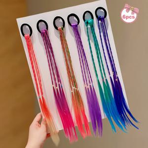 TEMU 6/16개 랜덤 색상 헤어 타이와 가발, 순식간의 멋진 헤어스타일을 위한 땋은 머리 액세서리, 멀티 컬러 눈부신 땋은 머리, 의상/파티용으로 활용 가능. 헤어 타이 + 땋은 머리가 하나로, 스타일을 손쉽게 연출할 수 있는 시간 절약형 시선을 사로잡는 창의적인 헤드웨어, 패셔너블하고 주목받는 액세서리