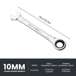 AIRAJ 6-14mm 래칫 렌치, 기계공 및 DIY 애호가를 위한 콤비네이션 렌치, 미터법, 72톱니, 듀얼 퍼포즈 기어 렌치, 전문가 도구 키트, 홈 인테리어, 다용도 디자인, 인체공학적 그립, 고품질 강철, 신뢰할 수 있는 성능, 수공구, 핸디맨 도구, 작업장 장비