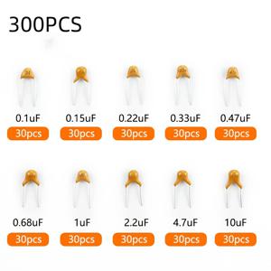 단일석 커패시터 패키지 300개 0.1UF-10UF 전해 콘덴서, 커패시터 조합 키트