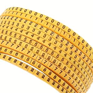 TEMU 케이블 식별 스티커 케이블 번호 튜브 0-9 디지털 튜브 10롤, 3.2mm-4mm 전선 직경 케이블에 적합, 사양은 2.5 제곱 mm EC-1 시리즈 노란색 PVC 재질