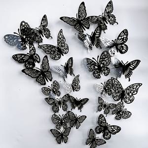 TEMU 36개 검정 나비 벽 장식 - 3D 종이 아트 나비 벽화, 6가지 스타일 & 3가지 크기, 침실, 생일 파티, 교실, 사무실, 홈 데코, 할로윈용 탈착식 벽 스티커, 간편한 설치, 재사용 가능, 자가 접착, 고광택 마감