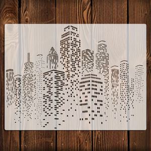 TEMU 1개 대형 40.64x30.48cm 도시 스텐실 - 벽, 패브릭, 종이용 재사용 가능한 도시 건축 스텐실 - 집 꾸미기 및 공예 프로젝트에 이상적, DIY 프로젝트에 적합, 재사용 가능