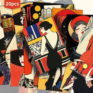 TEMU 20개입 빈티지 1920년대 패션 인물 사진 - 핀업 시대 포스카드 - 4X6인치 레트로 정크 저널 용지, 클래식 핀업 일러스트, 스크랩북 및 공예용 수집용 장식 그림 카드