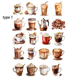 TEMU 1팩 커피 스티커 아이스 아메리카노, 라떼, 카푸치노, 커피 원두 아이스 아메리카노, 커피 원두 스티커 2D 플랫 창의적인 핸드메이드 스티커 스크랩북 저널 노트북 사진 문구 스티커 학교 핸드메이드 재료 스티커 정크 저널 스티커