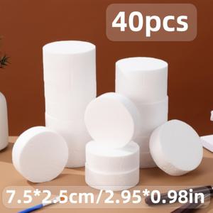 TEMU 40개 3인치 폼 서클, 7.5cm 2.5cm 두께 흰색 고밀도 폼 디스크, 매끄러운 표면 조각 페인트 접착제용, DIY 애니메이션 모델 파티 웨딩 장식 사탕 진열용, 대량 공예 용품