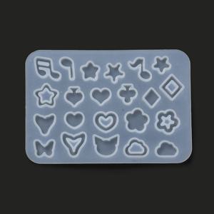 TEMU 1개 DIY 별/하트/꽃/음표 쉐이커 필러 실리콘 퀵샌드 몰드, 레진 캐스팅 몰드, 레진, 에폭시 레진 공예용, 87x60x3.5mm, DIY 주얼리 제작용