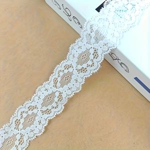 TEMU 1개/5야드 탄성 레이스 트림, 우아한 레이스 가장자리 장식, 리본 재봉 DIY 공예, 웨딩 결혼식 장식, 의류 커튼 액세서리