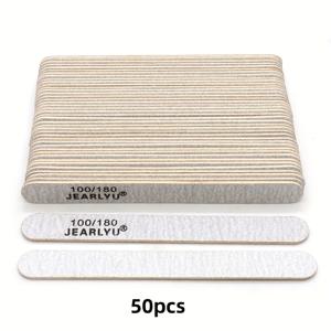 TEMU 50개입 전문가용 13cm 5.12인치 네일 파일 100/180 그릿 나무 일회용 에머리 보드 양면, 자연 및 젤 네일 쉐이핑/버핑용