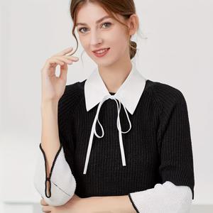 레이스업 스몰 스탠드 칼라 페이크 칼라 여성용 다용도 패션 장식 칼라 봄 가을 겨울 다기능 레이스업 포인티드 칼라 셔츠 스타일