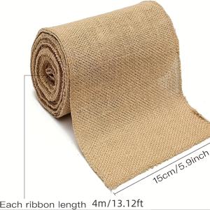 TEMU 천연 헤시안 브라운 린넨 원단 롤, 폭 10/15/20cm, 길이 4m - 공예, 크리스마스 테이블보, 의자 드레이프, 웨딩 장식에 적합