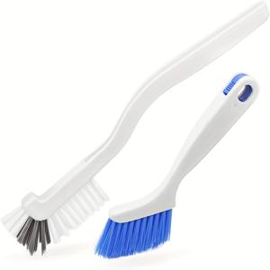 TEMU 청소 브러시 2종 세트 - 2-in-1 창문 및 문 트랙 청소 브러시, 다용도 청소 브러시, 틈새 브러시, 컵 브러시 포함, 싱크대 청소용, 손잡이 달린 수세미 브러시, 욕실 및 주방 모서리 코너 그라우트 청소 브러시
