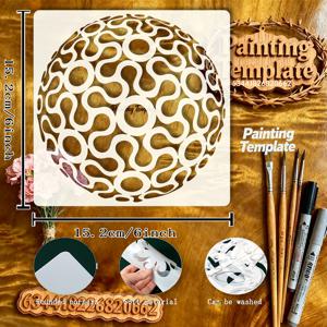TEMU 1개 대형 15.2x15.2cm (60cm 스케일: 1cm²당 1.6x1.6cm) 3D 구형 리플 광학 환상 템플릿 - DIY 패브릭, 캔버스, 벽 예술, 가구 및 홈 데코용 추상 3D 구체 페인팅 스텐실 - 기하학적 곡선 및 원형 패턴 전사 가이드
