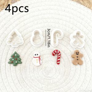 TEMU 4개 크리스마스 파티 폴리머 클레이 커터, 트리, 눈사람, 인형절, 캔 모양, 부드러운 도자기 스탬핑 및 아트 데코 엠보싱 도구 포함, 폴리머 클레이용 고정밀 도구, 크리스마스/파티 장면 도구