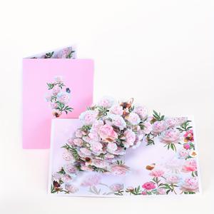 TEMU [팝업 플라워 카드] 핑크 모란 팝업 카드 1개, 우아한 모란 장미 부케 3D 인사말 카드, 로맨틱 웨딩 카드, 초대장, 결혼식, 약혼, 생일, 축하 행사를 위한 완벽한 축복 카드, 정교한 수제 선물, 생일 카드