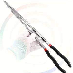 1개 11인치 롱암 노즈 플라이어, 자동차 정비, 좁은 공간, 제한된 영역에 적합, 내구성 있는 탄소강 플라이어, 자동차 정비 및 수리 도구, 수리용 롱노즈 플라이어