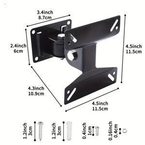 TEMU TV 모니터 벽걸이 브래킷, 대부분의 14-24인치 LED LCD 평면 스크린 TV용 회전 및 조절 가능, 최대 VESA 75X75mm~100X100mm, 최대 35lbs/15kg, 블랙 벽걸이 TV 브래킷