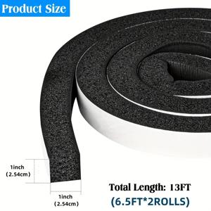 접착식 네오프렌 폼 방풍 스트립 - 고밀도 단일 셀 단열재, 블랙 앤 화이트, 내열성 (-40°C ~ 90°C), 소음 감소, 자가 접착식 문 및 창문 씰, RV, 보트, 자동차용 - 절단 및 설치 용이