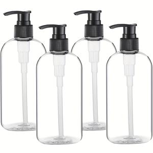 TEMU 4개 세트 8oz/250ml 휴대용 투명 빈 펌프 병 디스펜서 실린더 샴푸, 핸드 샌티타이저 및 기타 핸드헬드 펌프 병, 내구성 있는 재충전 가능 용기