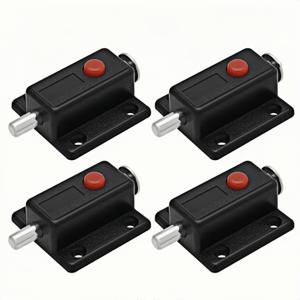 4개입 자동 스프링식 푸시 버튼 도어 볼트 - 블랙 플라스틱/ 36mmx37mm, 캐비닛/옷장/창문문용