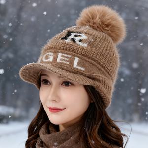 TEMU 겨울 신상 모자 여성용 두꺼운 따뜻한 귀 보호 모자 다용도 오리 입 모자 넓은 챙으로 작은 얼굴 보임 폼폼 모자