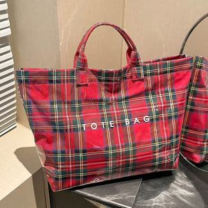 패셔너블한 컬러 블록 대용량 토트백, 심플하고 캐주얼한 텍스처 레터링 다용도 핸드백, 니치 디자인 체크무늬 버킷백, 쇼핑, 통근, 직장, 데일리 외출, 짧은 여행에 적합