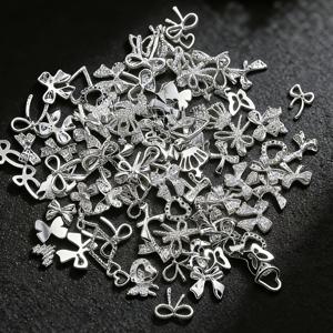TEMU 50개입/봉 메탈릭 3D 글리터 라인스톤 네일 참 세트 (나비, 리본, 하트 패턴 혼합) - DIY 매니큐어, 주얼리 공예, 네일 소품용. 발렌타인데이, 웨딩, 축제 행사에 적합