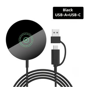 TEMU 초슬림 15W 자기 무선 충전 패드 (USB & Type-C 케이블 포함) - 아이폰 17/16/15/14/13/12 시리즈, 프로 맥스, 미니, SE, X/XS/XR, S25/24/23, S22/S21/S20, 노트 20/10 호환 및 안전 보호 기능
