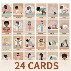 TEMU 24개 어린이 요가 포즈 카드 - 유아 요가 수업, 홈스쿨, 학교, 어린이집용 플래시카드 (2.76 x 3.94인치) - 재미있는 만화 요가 포즈, 둥근 모서리, 색상 (교육 도구)