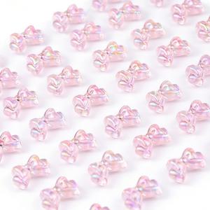 TEMU 14*24mm 투명 핑크 대형 보우 타이 루즈 비즈, 아크릴 AB 컬러 장식 비즈, 팔찌, 주얼리, 키체인 펜던트, 의류 장식, 가방 참, 기타 액세서리 재료에 적합