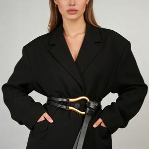 TEMU 여성용 활용도 높은 넓은 허리 벨트, 대형 편자 모양 버클 포함, 스커트, 코트, 스웨터용 인스타 스타일 트렌디 액세서리