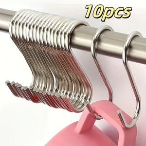 TEMU 10개 세트 내구성 강한 녹방지 S형 후크, 쉬운 설치 미끄럼 방지 벽걸이 후크 - 식물, 옷장, 주방, 정원용 다목적 공간절약형 정리 후크, 후크