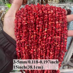 TEMU 15인치 내추럴 레드 코랄 재스퍼 스톤 구슬 - 3-5mm 불규칙한 둥근형, 주얼리 제작 DIY용, 목걸이 팔찌 귀걸이 공예용 루즈 비즈, DIY 공예용 천연석 비즈 (독특한 디자인을 위한 균일하지 않은 제품)