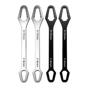TEMU 4개 다기능 블랙 렌치 - 3-17mm 직경의 조절 가능한 자동 조임식 양방향 렌치, 내구성이 뛰어난 고탄소강 구조. 자동차 및 수리, 가정용 프로젝트에 적합 - 포켓 렌치