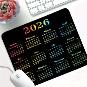 TEMU 2026년 캘린더 패턴 사각 마우스 패드, 남녀 모두에게 적합한 사무실 액세서리 테이블 매트, 귀여운 사무용품 및 추가품, 게이밍 마우스 패드, 무선 컴퓨터 노트북 여행용 마우스 패드, 사무실에 적합, 완벽한 선물