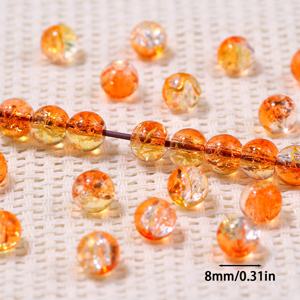 TEMU 100/50개입 8/10mm 골든 오렌지 크랙 홀 라운드 비즈, 장식 비즈, 팔찌/귀걸이/목걸이/휴대폰 체인/머리끈/헤어 액세서리 제작에 적합, 핸드메이드 비즈 목걸이 팔찌 재료 추가, 우정 선물