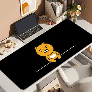 TEMU 카카오 라이언 게이밍 마우스 패드 1개, PC/노트북용, 미끄럼 방지 고무 베이스 및 세탁 가능한 책상 매트, 사무실, 학교, 가정용, 카카오 라이언이 있는 테이블, 팬을 위한 선물, 2D 평면