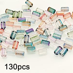 TEMU 7x4mm/130개 유리구슬, 소형 튜브 구슬, DIY 혼합 색상 루즈 비즈, 액세서리 수제용품, 목걸이, 팔찌, 귀걸이, 휴대폰 고리, 열쇠고리, 가방 고리 및 기타 수공예 액세서리용