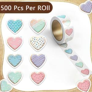 TEMU 500매/롤 전사 스티커 하트 스타일, 하트 스티커, 사랑 그래픽, 다이어리, 독서 노트, 선물 포장, 생일 카드, 문구류 장식에 적합
