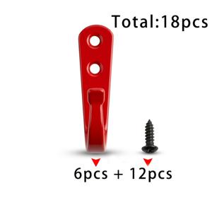 TEMU 6개 빨간색 J자형 철제 후크 + 12개 2.5X10 검은색 나사, 총 18개. 간편한 빨간색 벽걸이형 철제 후크, 단일 구멍 코트 후크, 욕실 문 뒷면 모자, 가방, 열쇠 보관 후크, 가정용 벽 하드웨어 고정 후크 추가, 다용도 후크