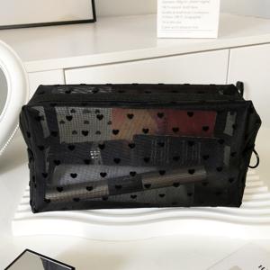 러브 그리드 메이크업 가방, 대용량 팔각형 모양, 소품 보관 및 세면도구 정리용, 데일리 메이크업, 출장, 욕실 수납, 화장품 보관 가방으로 사용 가능