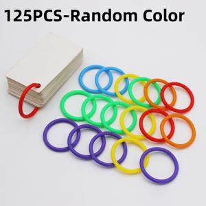 TEMU 더블버튼 제본용 컬러 루즈리프 고리 125개, 플라스틱 책고리, 카드고리, 혼합 색상 고리 - 색상 랜덤