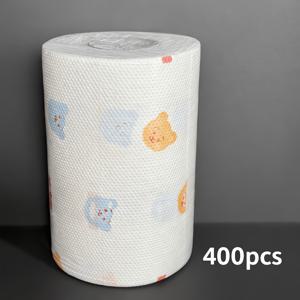 TEMU 1롤(400/50매) 두꺼운 일회용 키친 페이퍼 타월, 세탁 가능, 습식 및 건식 사용, 청소 용품, 편리한 천 키친 페이퍼 타월, 야외용 (랜덤 만화 프린트 스타일), 귀여운 패턴