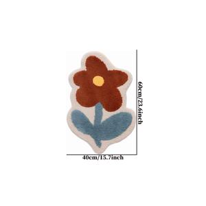 TEMU 인조 캐시미어 모조품, 1000g/m², 두께 1cm, 레드 꽃 모양 카펫 1개, 욕실 매트, 꽃무늬 패턴 디자인, 부드럽고 편안하며 세탁 가능, 흡수성이 뛰어난 귀여운 플러시 욕실 매트, 욕실 입구, 화장실, 침실 침대 옆 공간에 적합