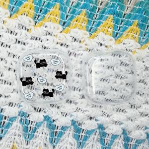 TEMU 삼성 버즈4 이어버드용 8450 귀여운 고양이 패턴 케이스, 갤럭시 버즈4 프로용 TPU 투명 보호 커버, 키체인 포함 삼성 갤럭시 버즈/버즈4 프로용 투명 보호 케이스, 낙하 방지 이어버드 케이스