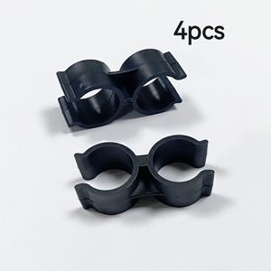 TEMU 4개 블랙 양면 플라스틱 PVC 파이프 클램프 - 유연한 호스 지지대 및 관개 커넥터, H형 더블 U튜브 나비 디자인, 광택 표면, 조립 불필요, 병렬 파이프 연결 클램프용