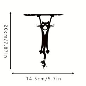 TEMU 2D 평면, [2D 평면] 그네 타는 고양이 아크릴 공예품 1개, 재미있는 실루엣 마당 야외 정원 잔디 연철 삽입물, 가정용 정원 장식품