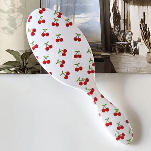 TEMU 레드 체리 테마 타원형 에어 쿠션 빗. 가정용 여행용 에어 쿠션 빗, 정전기 방지. 새 제품, 고품질, 저렴한 헤어브러시, 매우 재미있는 선물!