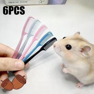 TEMU 소형 애완동물을 위한 미니 그루밍 브러쉬 6개 세트 - 디자인의 휴대용 플라스틱 헤어브러쉬, 햄스터, 기니피그, 토끼, 페럿을 위한 부드러운 엉킴 방지 기능 - 일상적인 그루밍 및 청소에 이상적이며 소형 동물에게 적합
