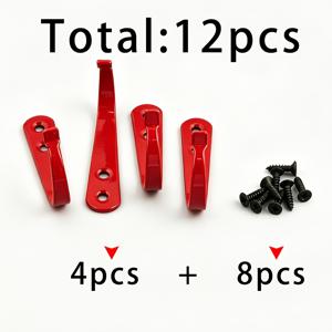 TEMU J자형 빨간색 고리 4개 + 검은색 2.5x10 나사 8개 (총 12개), 현관 수납용 밝은 빨간색 벽걸이 고리, 북유럽 가정용 의류 및 수건용 하중 고리