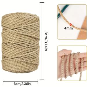 4mm 황마 로프, 천연 황마 로프 대용량 롤 164ft, 고하중용 굵은 삼베 로프, DIY 공예, 정원 묶기, 집 꾸미기, 고양이 스크래쳐용으로 적합